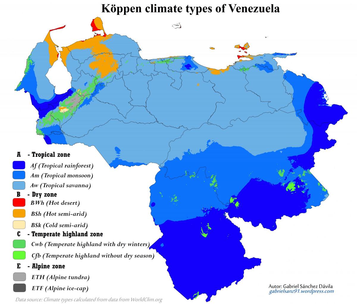 carte du venezuela climat
