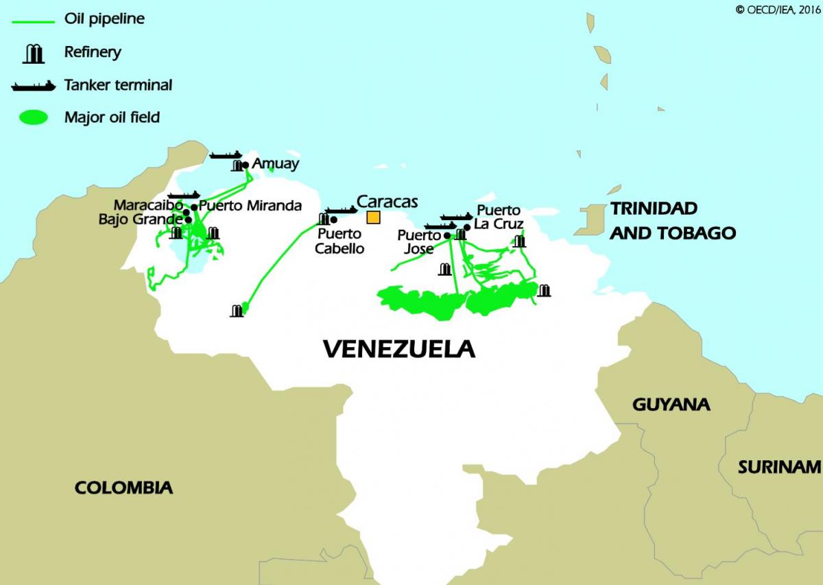 venezuela réserves de pétrole de la carte