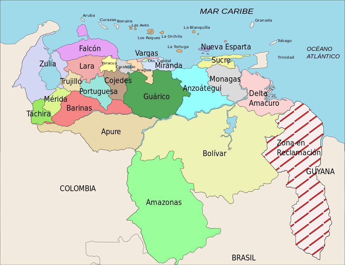 carte du venezuela états
