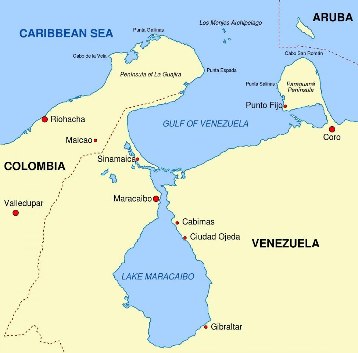 carte du golfe du venezuela