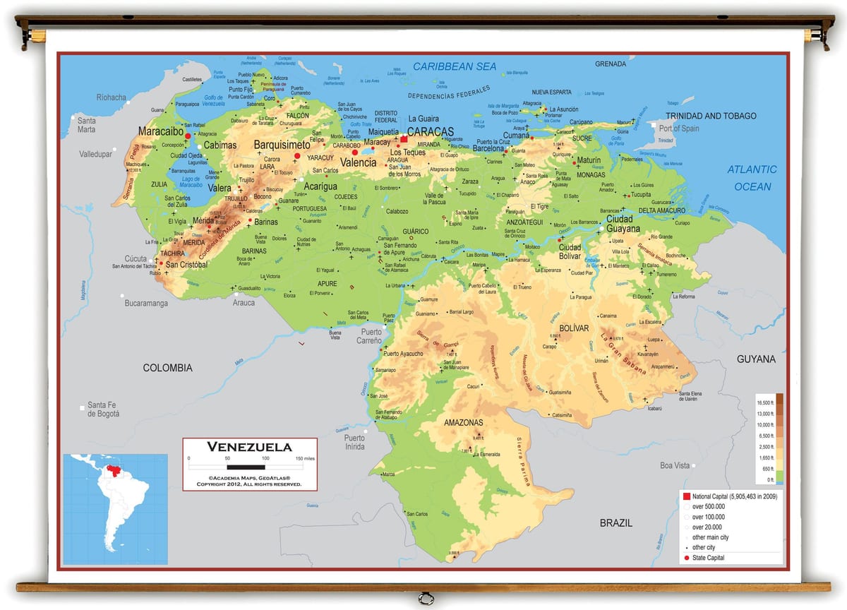 carte du venezuela élévation
