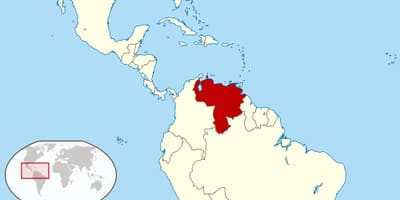Le Venezuela sur la carte de l'amérique du sud